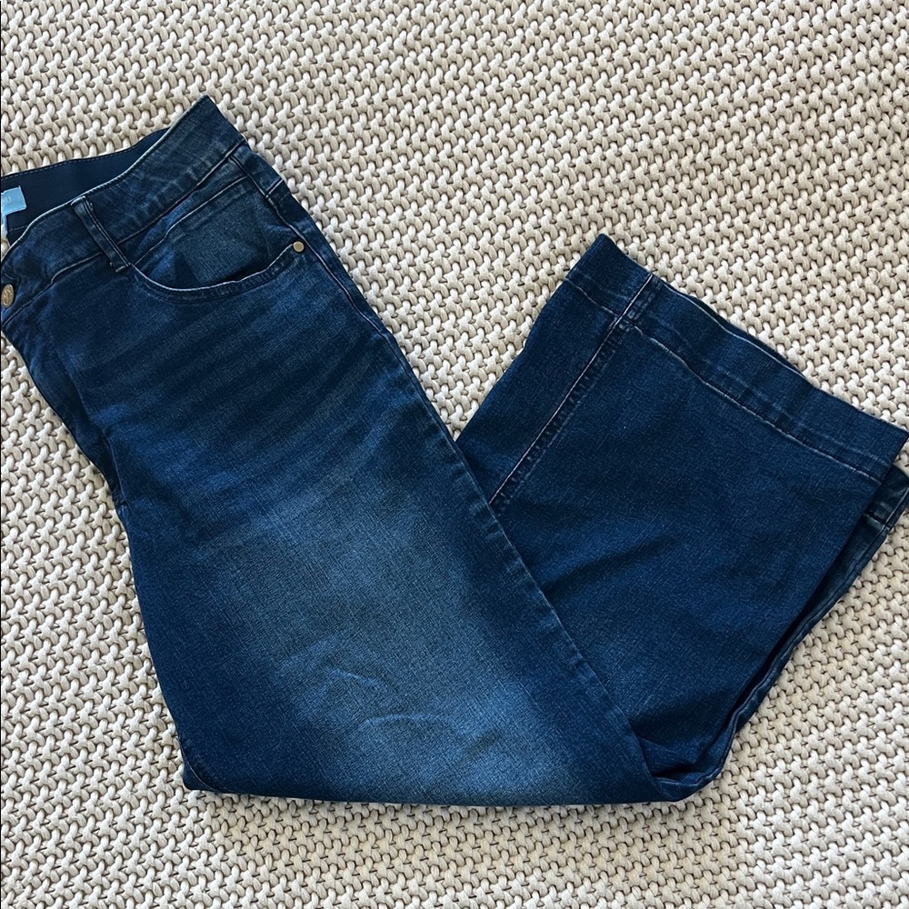 Draper James Indigo Wide Leg Crop Denim Jeans